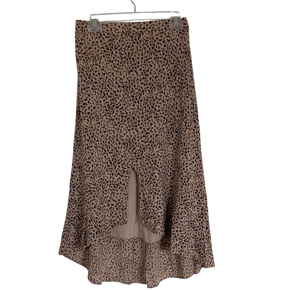 Abercrombie & Fitch Womens Leopard Print High Low Midi Skirt‎ Size M Boho Y2k